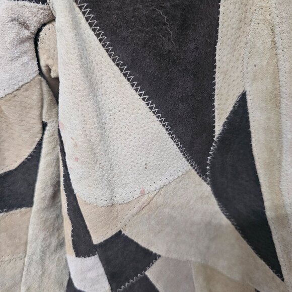 Hypoactive Tan Brown Patchwork Suede Flare Pants Hippie Boho 8 FLAWED - Picture 3 of 14